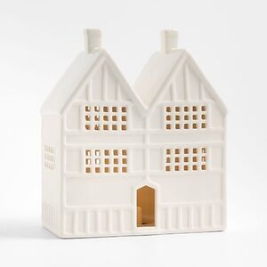 New! Crate&Barrel Ceramic White House Lantern Large